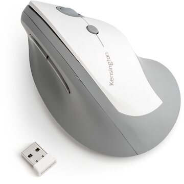 Kensington Pro Fit Ergo Vertical Wireless Mouse - Ratón Inalámbrico Gris con Diseño Ergonómico