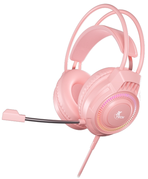 Xtech Headset Gaming Khione Pink con Luces LED - Cableado 3.5mm+USB XTH-564