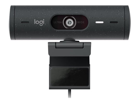 Logitech Brio 500 Graphite AMR - Webcam USB-C con Micrófonos Duales y Corrección Automática de Luz