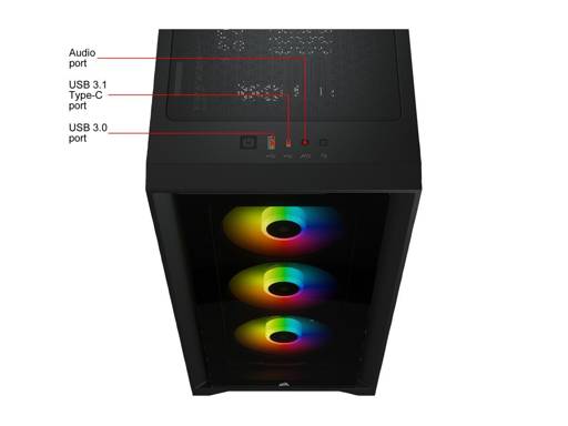 Gabinete Gamer Corsair iCue 4000X RGB: Elegancia y Rendimiento en Vidrio Templado para ATX, MicroATX, Mini-ITX